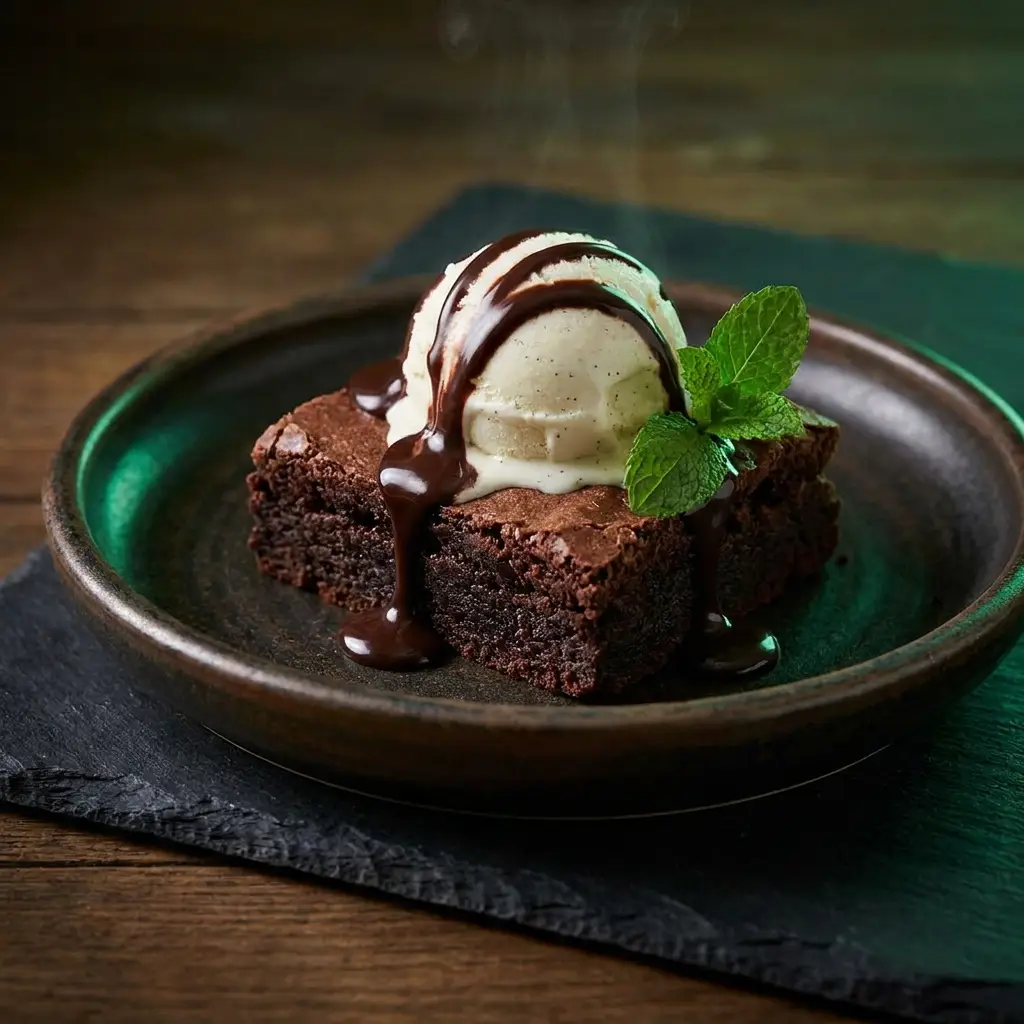 Brownie con helado