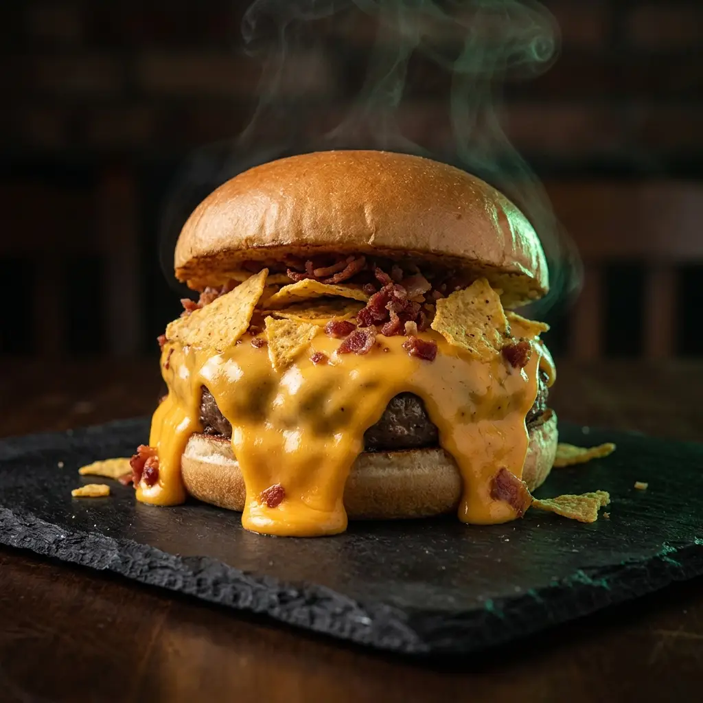 Hamburguesa Cheddar bañada en queso